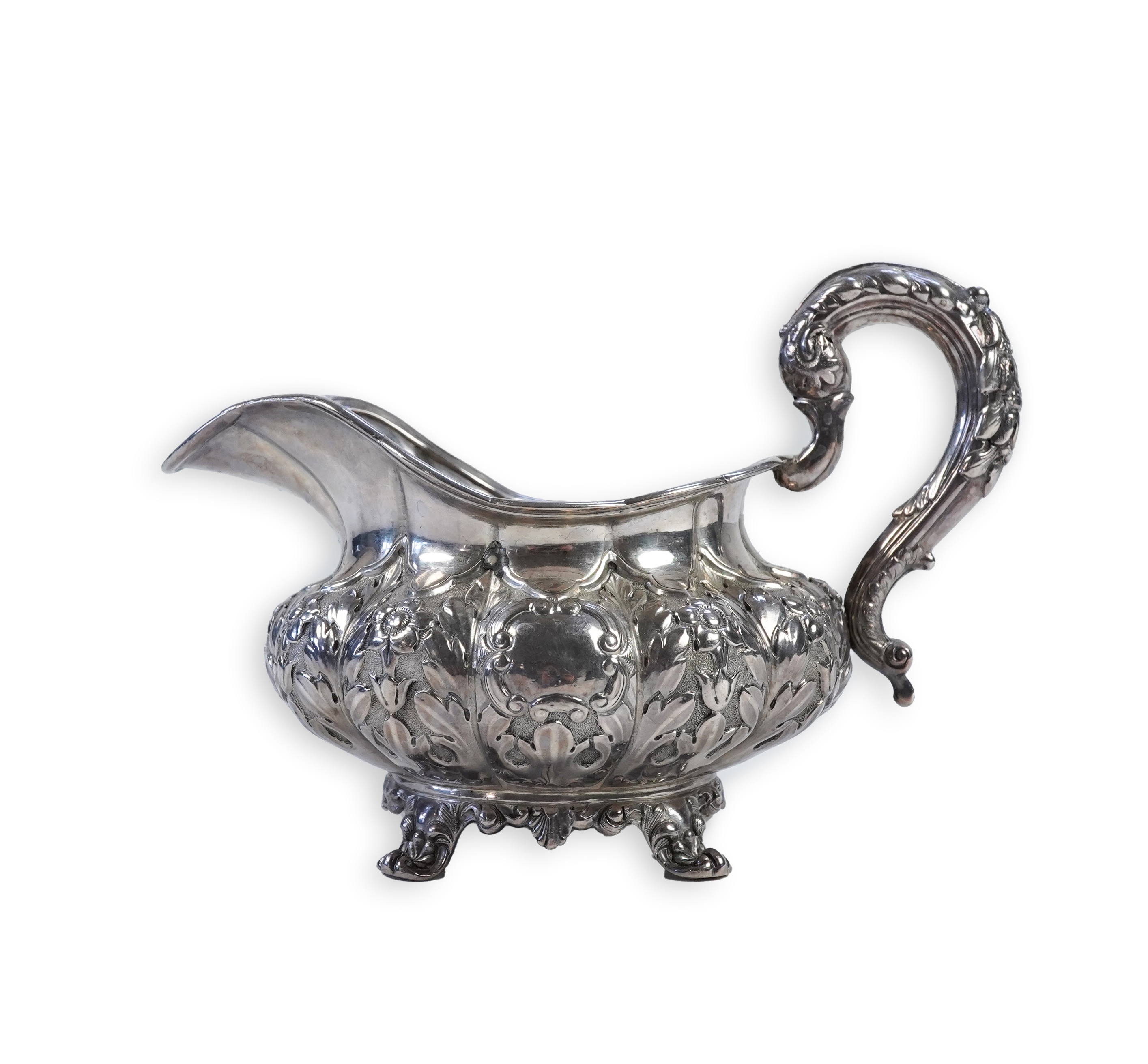 A William IV Irish silver cream jug, by James Le Bas